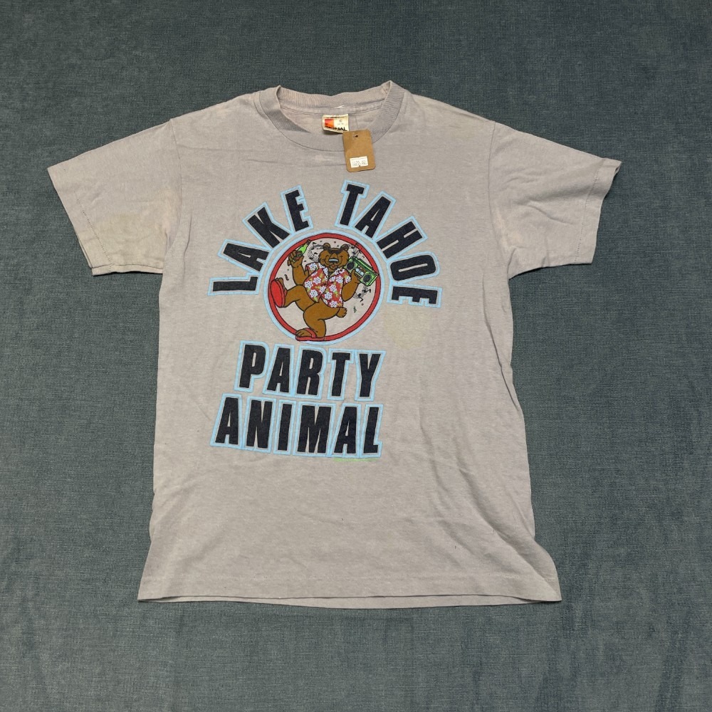 VTG Signal Lake Tahoe Party Animal T Shirt Mens S 34-36 Gray Graphic Made in USA
